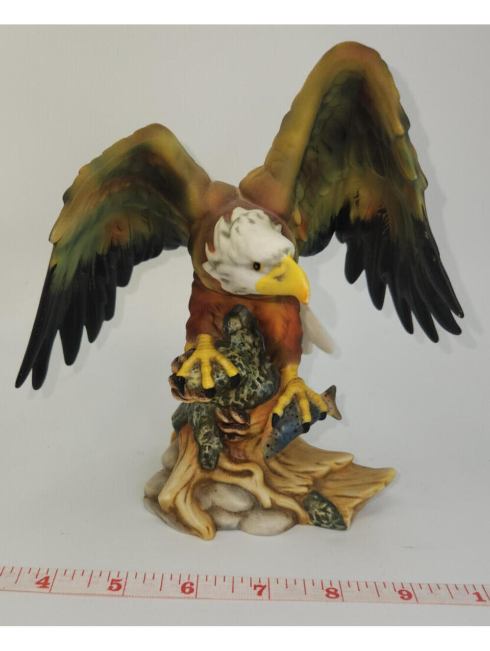 Vintage Wellington Collection American Bald Eagle Porcelain Sculpture With Fish